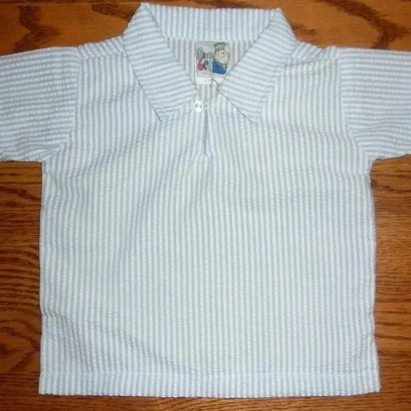 Boys Classic Gingham Seersucker w/ Keyhole Collar - Picture 3 of 4